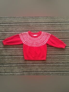 Rise Little Earthling Red Nordic Yoke Knit Sweater